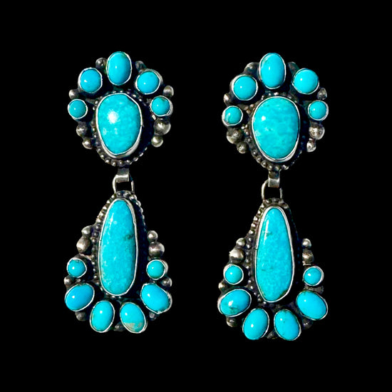 Blue Ridge Turquoise earrings handcrafted by Native American artist Shawn Cayatineto