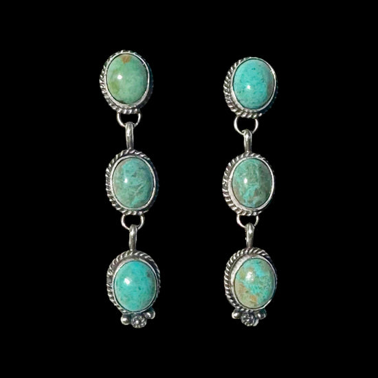 Kingman Turquoise earrings handcrafted by Native American artist Freda Martinez