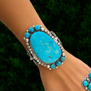 Blue Ridge Turquoise cuff handcrafted by Native American artist Marcus Chavez