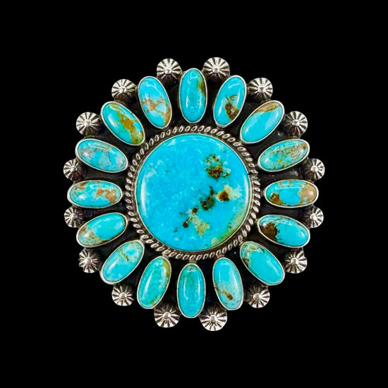 Kingman Turquoise ring handcrafted by Native American artist Tyler Brown