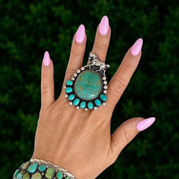 The Nashoba Ring (Adjustable) - Royston Turquoise by Marcus Chavez