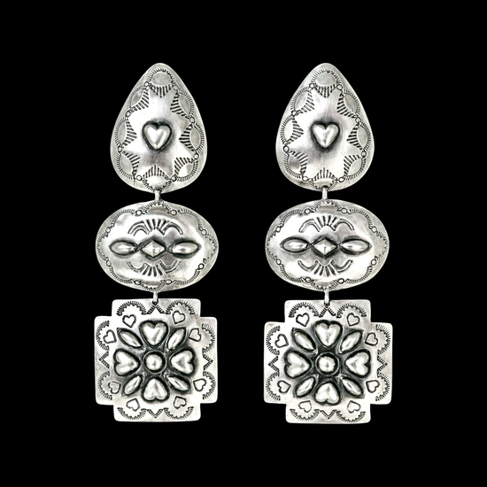 Sterling Silver earrings handcrafted by Native American artist Rita Lee