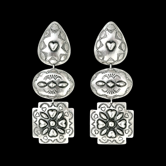 Sterling Silver earrings handcrafted by Native American artist Rita Lee