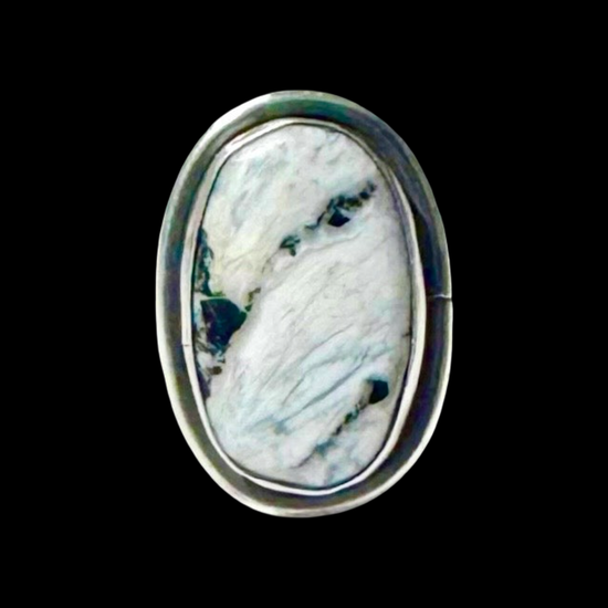 White Buffalo Dolomite ring handcrafted by Native American artist Antoinette Martinez
