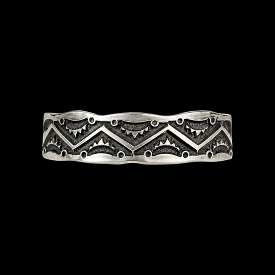 Sterling Silver cuff handcrafted by Native American artist Jerold Tahe