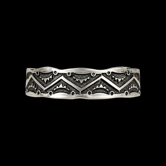 Sterling Silver cuff handcrafted by Native American artist Jerold Tahe