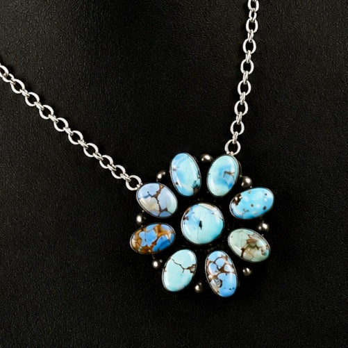 Golden Hills Turquoise necklace handcrafted by Native American artist John Skeets