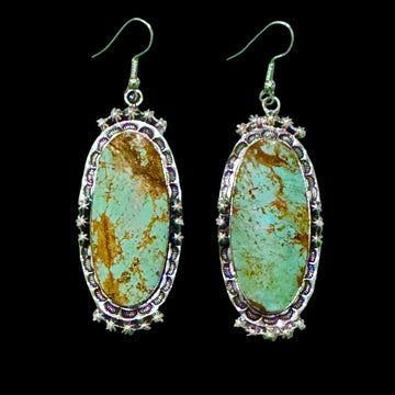Royston Turquoise earrings handcrafted by Native American artist Loretta Delgarito