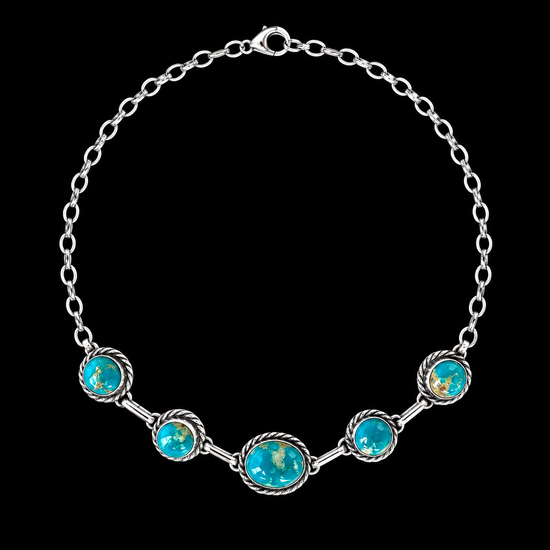 Kingman Turquoise choker handcrafted by Native American artist Augustine Largo