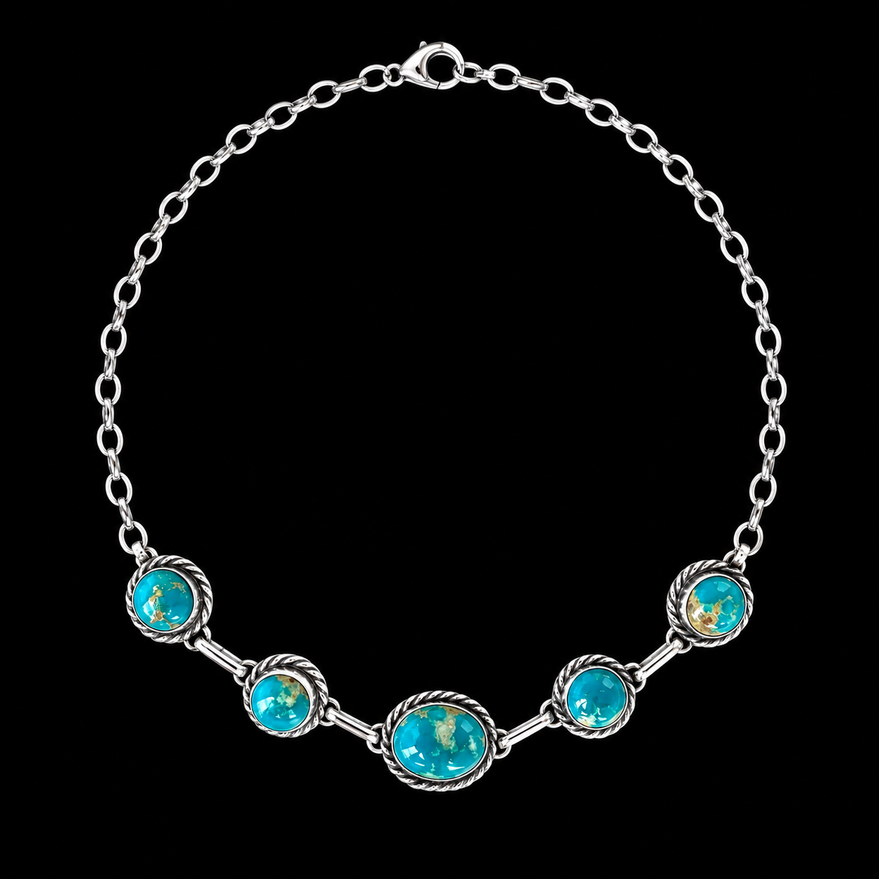 Kingman Turquoise choker handcrafted by Native American artist Augustine Largo