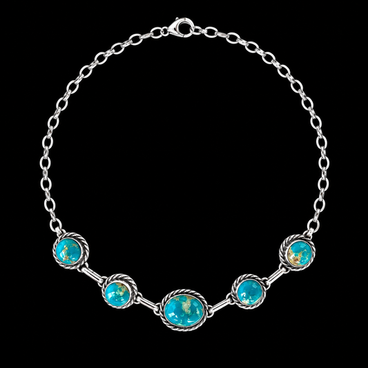 Kingman Turquoise choker handcrafted by Native American artist Augustine Largo