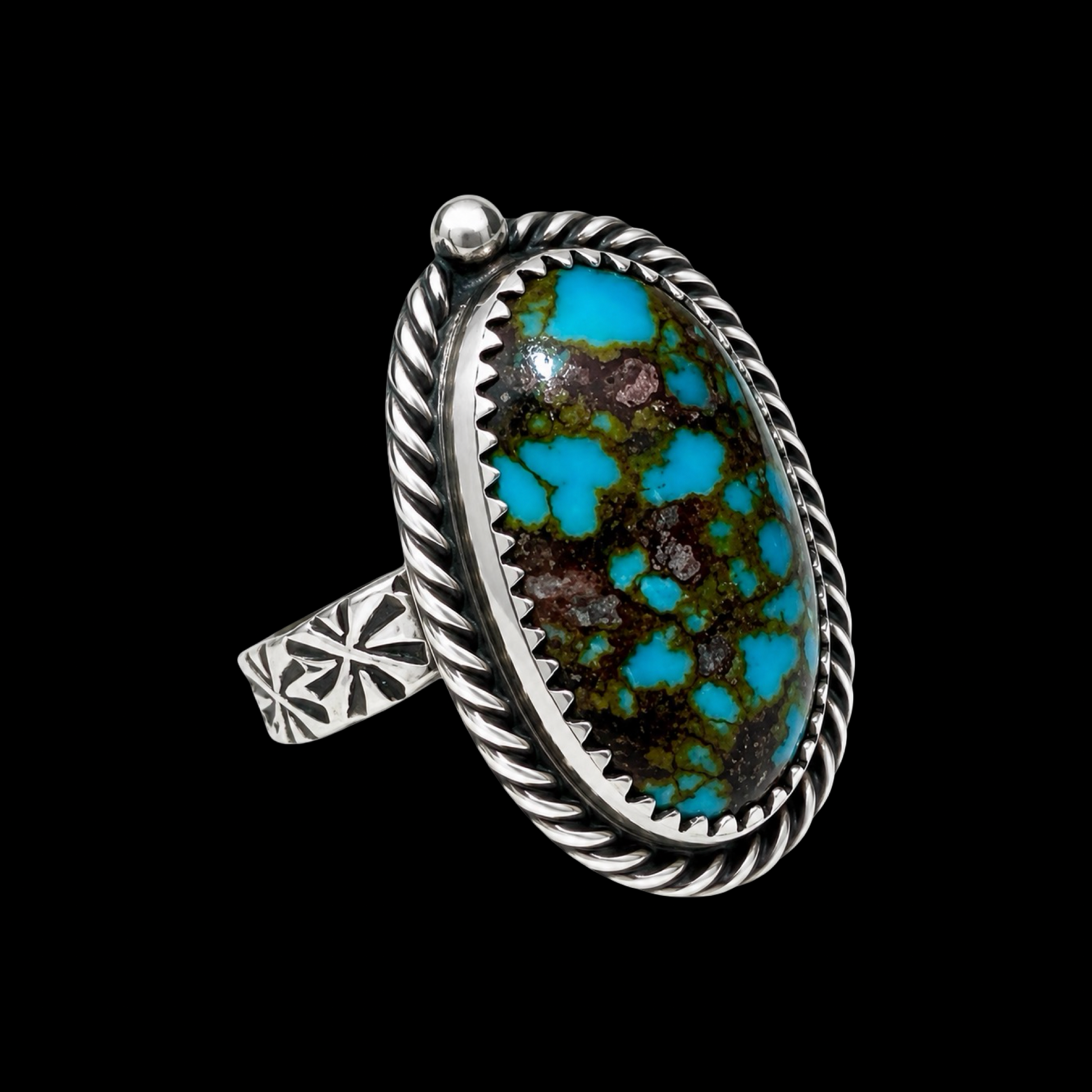 Red Web Kingman ring handcrafted by Native American artist Chris Etsitty