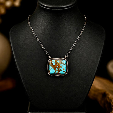 Mine #8 Turquoise bar necklace handcrafted by Native American artist Johnny Dixon