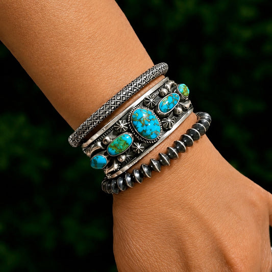 The Eliza Row Cuff - 5 Stone Natural Sonoran Gold by Albert Jake (Heavy by Hand)