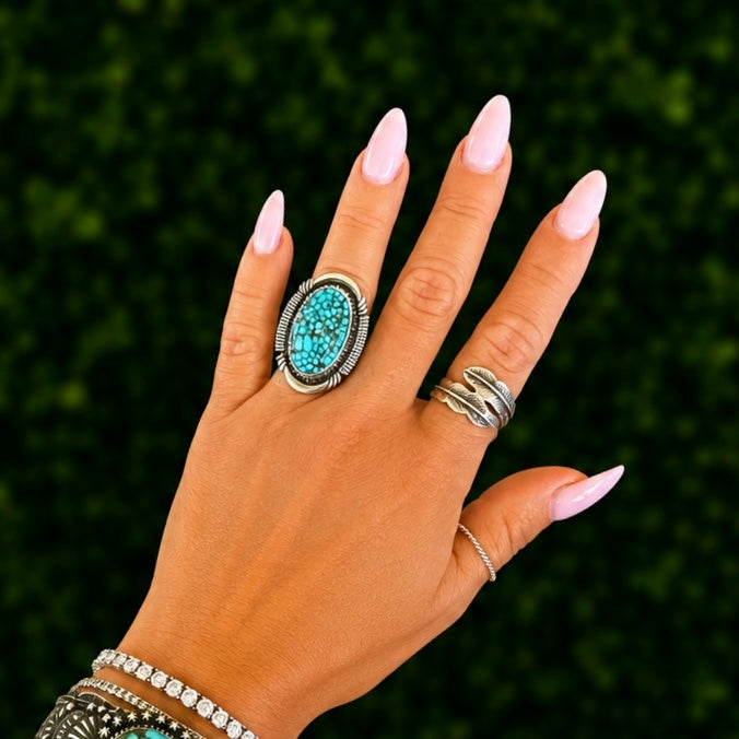 Birdseye Kingman Turquoise ring handcrafted by Native American artist Joe Paul