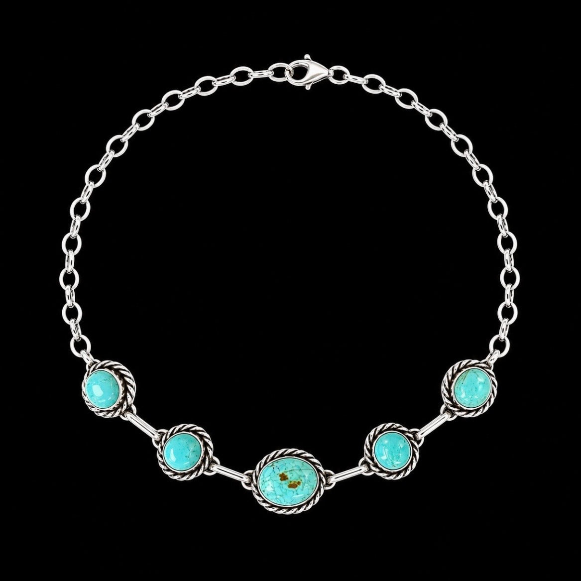 Mine #8 Turquoise choker handcrafted by Native American artist Augustine Largo
