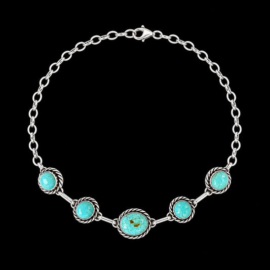 Mine #8 Turquoise choker handcrafted by Native American artist Augustine Largo