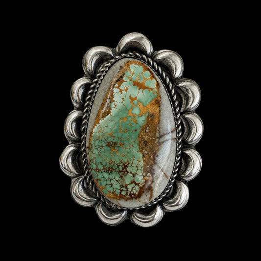 The Rhodes Ring (Adjustable) - Royston Ribbon Turquoise by Marcus Chavez