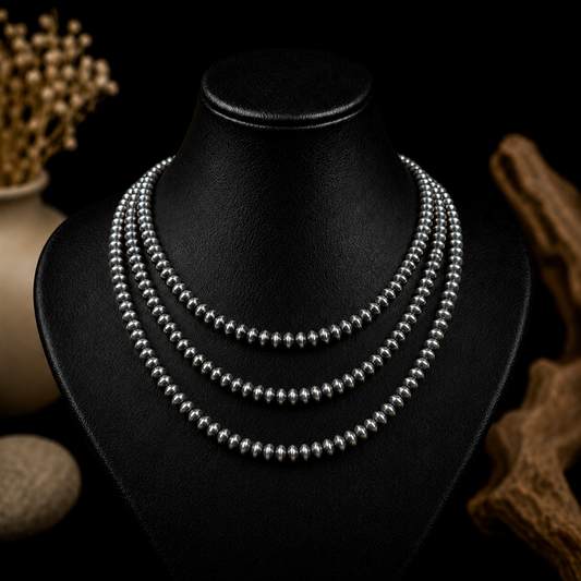 Sterling Silver Handcrafted navajo pearls handcrafted by Native American artist LaVina Dawes