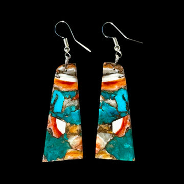 Turquoise and Spiny Oyster Mix earrings handcrafted by Native American artist Jameson Pete
