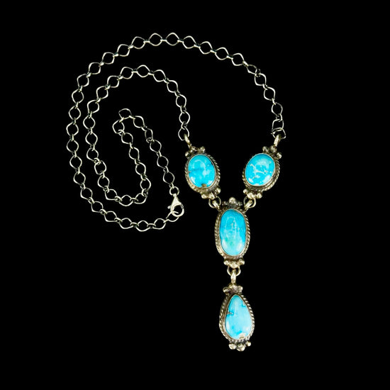 Kingman Turquoise lariat handcrafted by Native American artist Robert Martinez