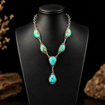 Mine #8 Turquoise lariat handcrafted by Native American artist Donovan Nez