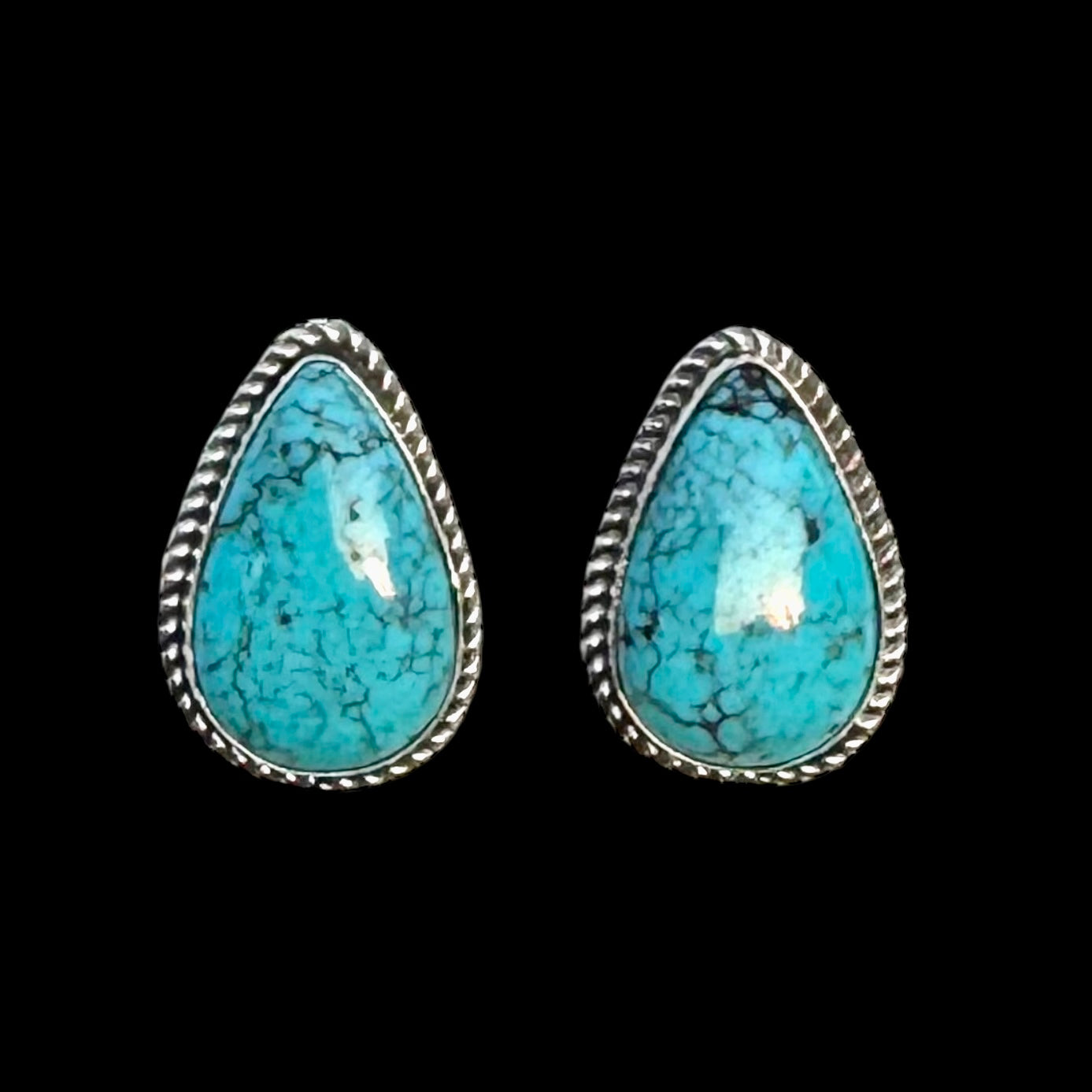 Egyptian Turquoise earrings handcrafted by Native American artist Della Wylie