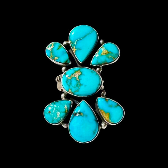 Sonoran Gold Turquoise ring handcrafted by Native American artist Russell Sam