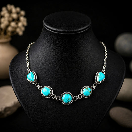 Sonoran Gold Turquoise choker handcrafted by Native American artist Virdelle Begay