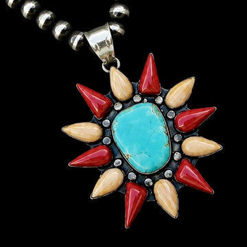 The Starburst Pendant - Carico Lake Turquoise & Spiny Mix by Lenora Garcia