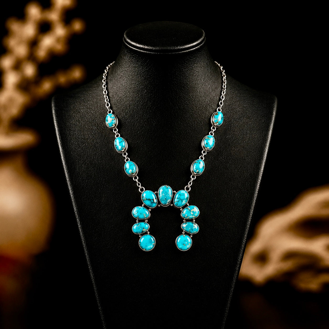 White Water Turquoise necklace handcrafted by Native American artist DS