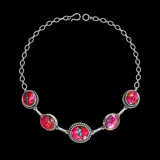 Rose Dahlia choker handcrafted by Native American artist J. Frank