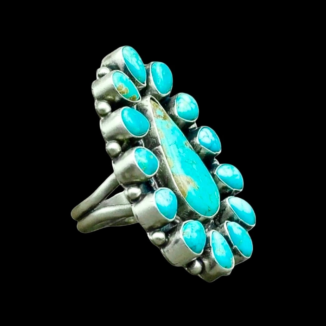 Mine #8 Turquoise ring handcrafted by Native American artist Shiela Becenti