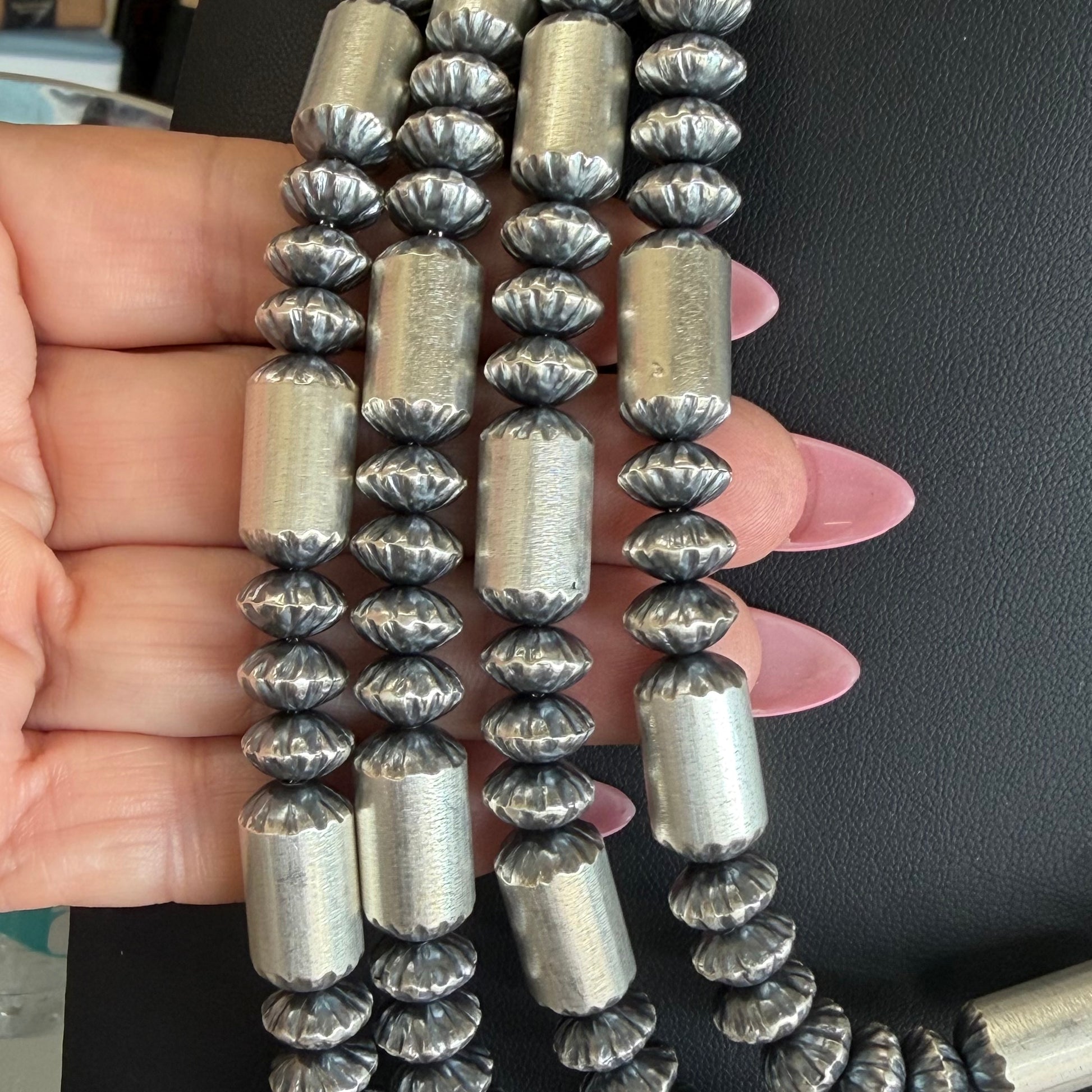 Sterling Silver navajo pearls handcrafted by Native American artist Tonisha Haley