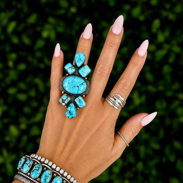 Golden Hills Turquoise ring handcrafted by Native American artist Thomas Nez, Sr.