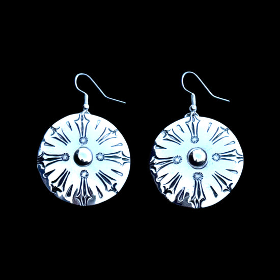 Sterling Silver earrings handcrafted by Native American artist Navajo Artist