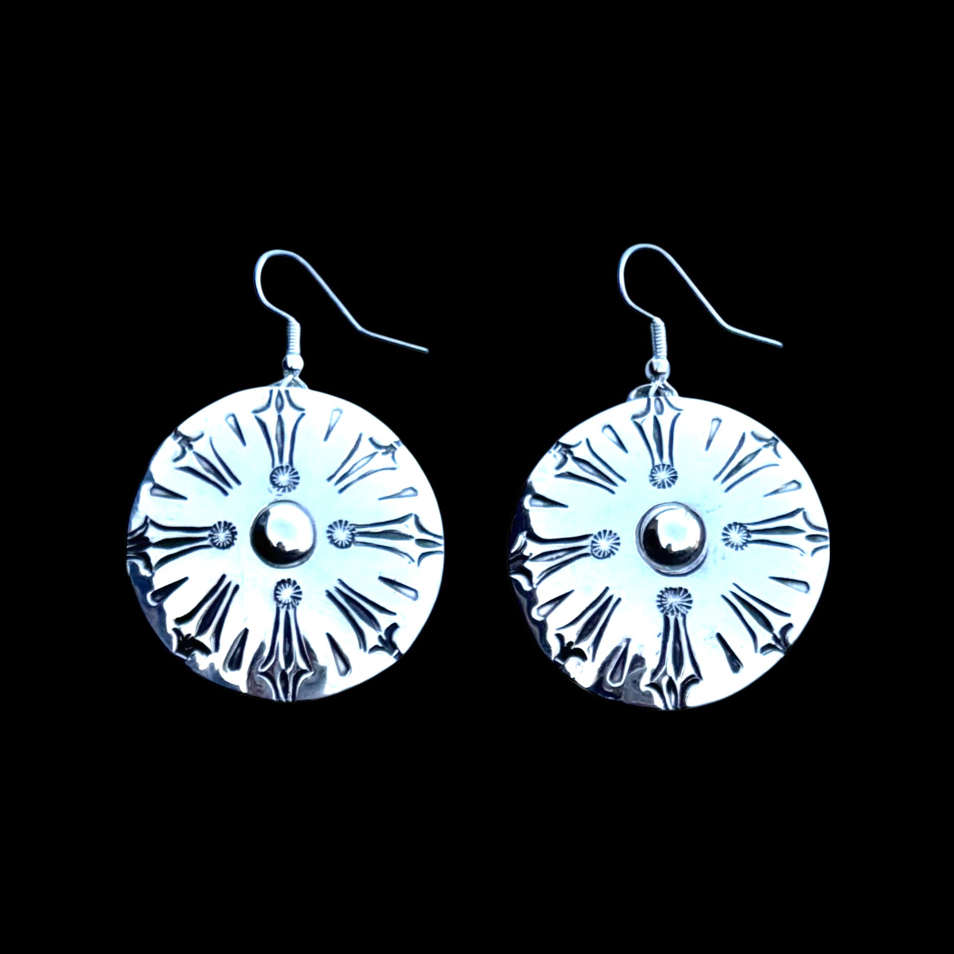 Sterling Silver earrings handcrafted by Native American artist Navajo Artist