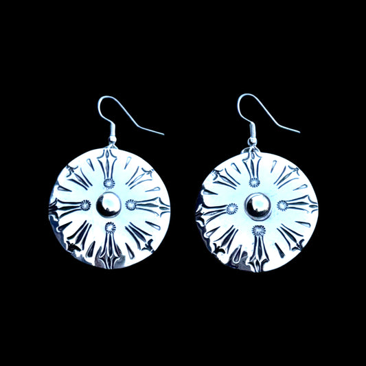 Sterling Silver earrings handcrafted by Native American artist Navajo Artist