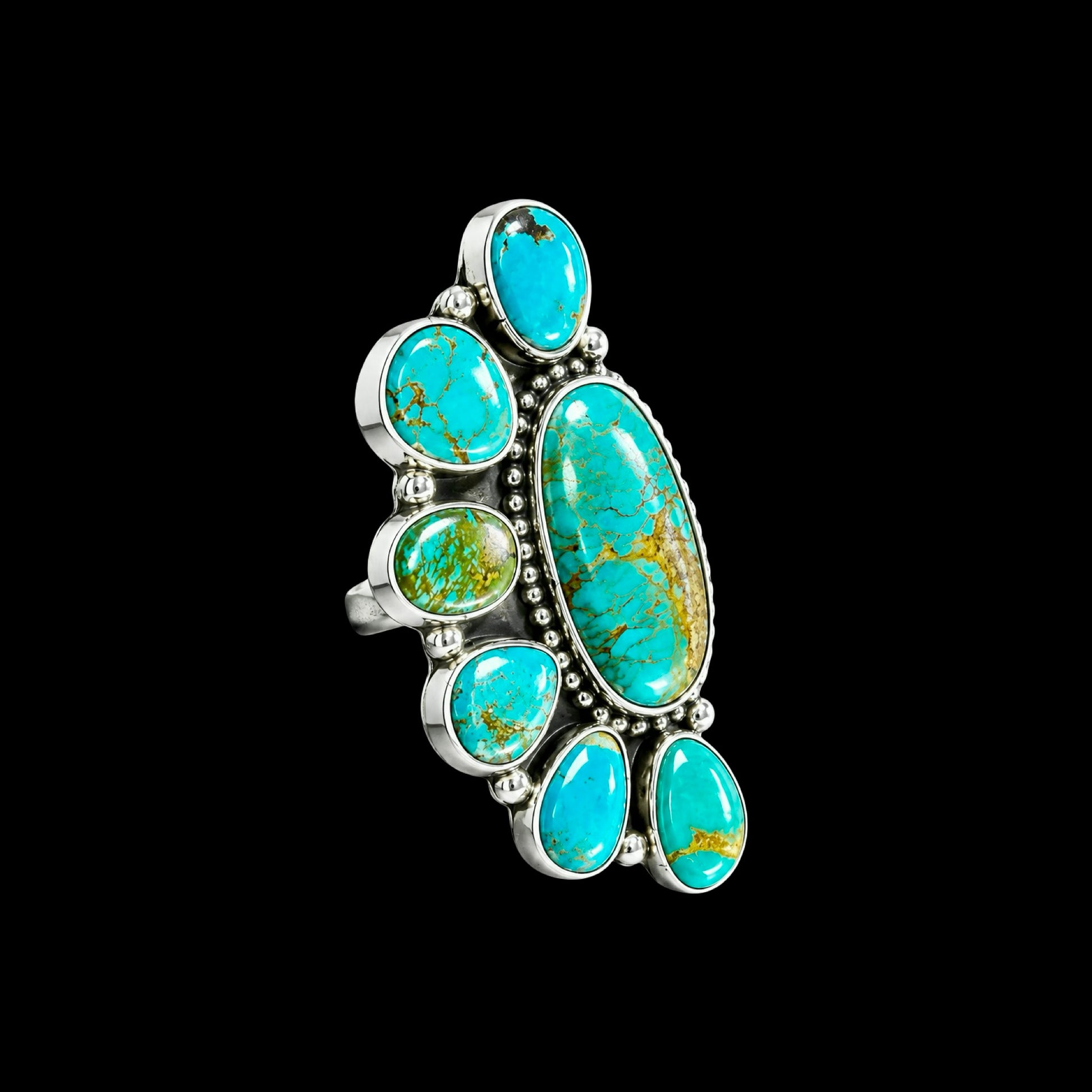 Sonoran Gold Turquoise ring handcrafted by Native American artist Geraldine James