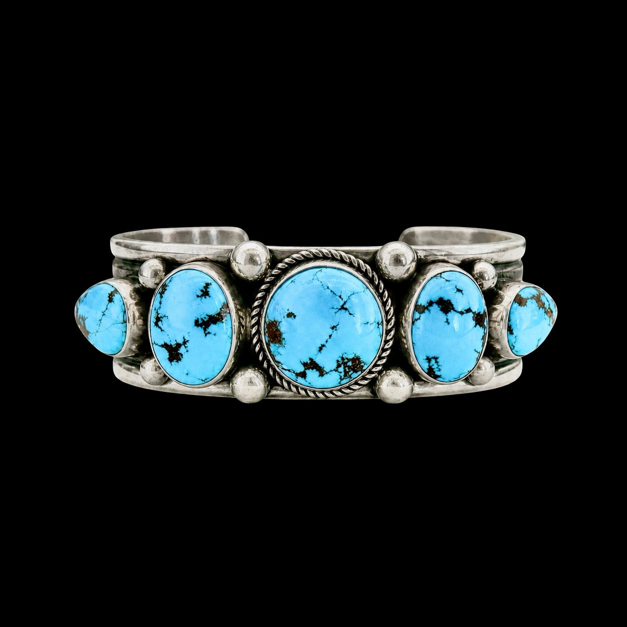 Natural Golden Hills Turquoise cuff handcrafted by Native American artist Albert Jake (Heavy by Hand)