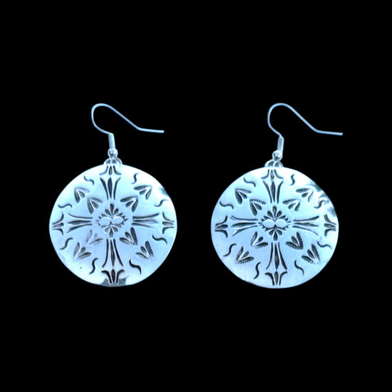 Sterling Silver earrings handcrafted by Native American artist Navajo Artist