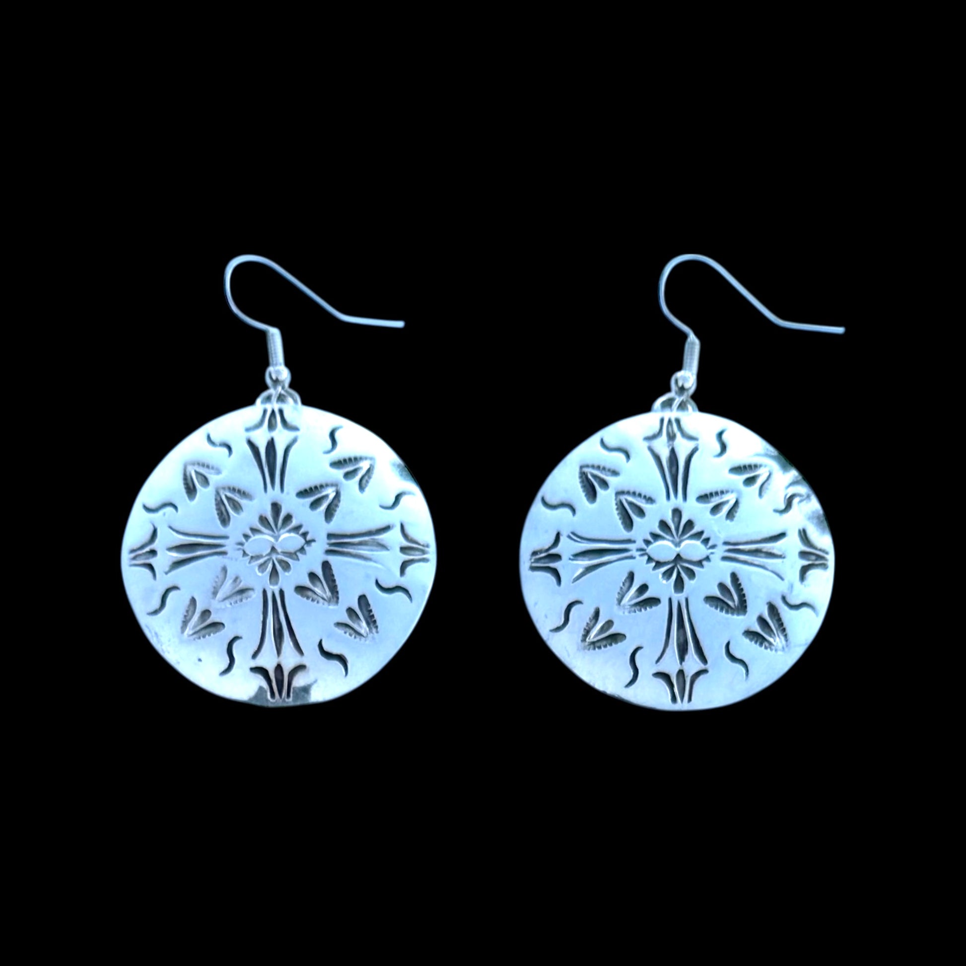Sterling Silver earrings handcrafted by Native American artist Navajo Artist