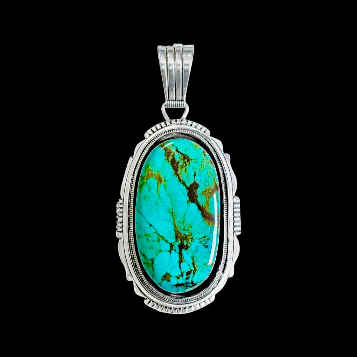 Royston Turquoise pendant handcrafted by Native American artist Jimson Belin
