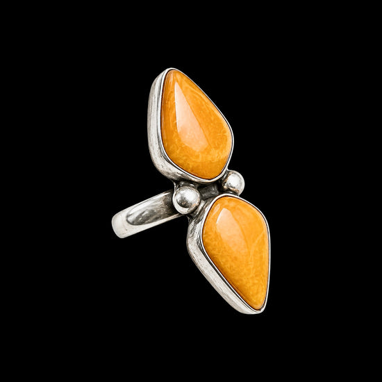 Orange Spiny Oyster ring handcrafted by Native American artist Jimmie Garcia