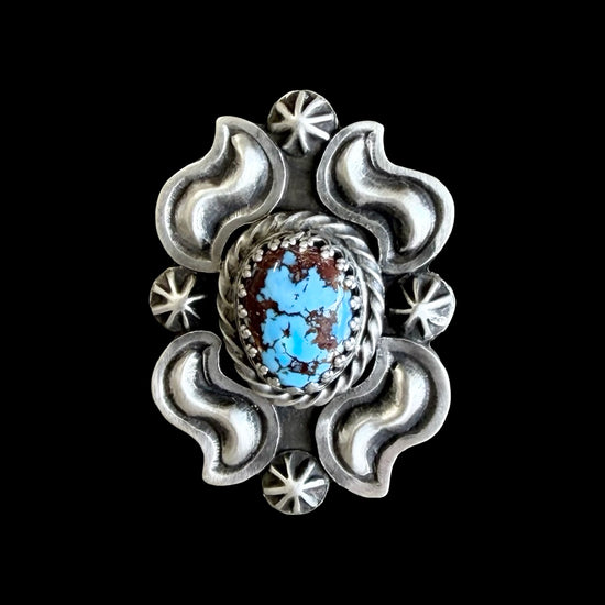 High-Grade Golden Hills Turquoise ring handcrafted by Native American artist Chris Etsitty
