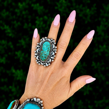The Hollis Ring (Adjustable) - Kingman Turquoise by Marcus Chavez