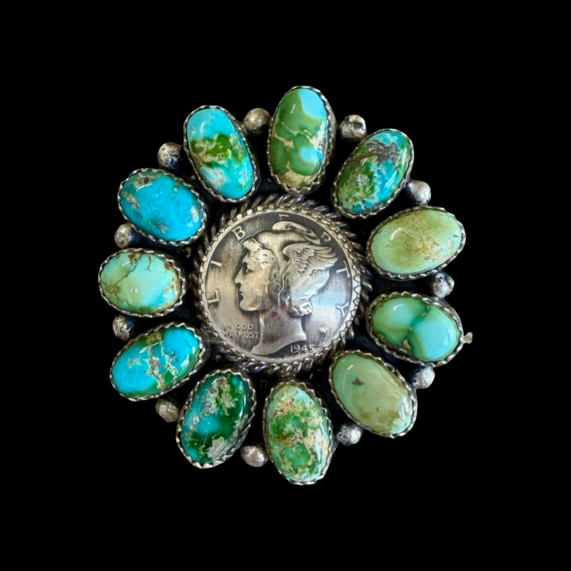 Sonoran Gold Turquoise ring handcrafted by Native American artist Anna Spencer