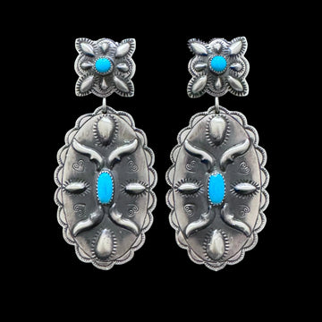 Sleeping Beauty Turquoise and Sterling Silver earrings handcrafted by Native American artist Glenn Livingston