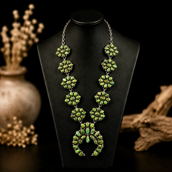 Sonoran Gold squash blossom handcrafted by Native American artist Betta Turquoise Lee