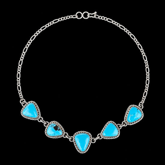 Kingman Turquoise choker handcrafted by Native American artist Lorenzo and Jerilyn Chee